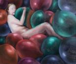 Balloon Bath, 50 x 60 cm, Öl auf Baumwolle